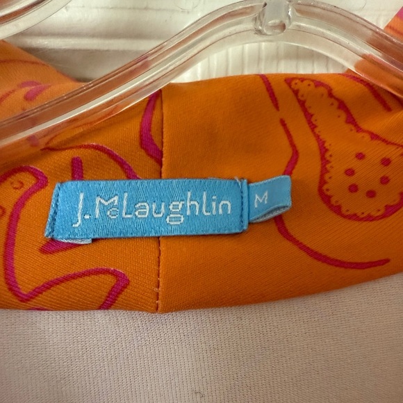 J. McLaughlin Orange and Pink Sheath Dress with Faux Wrap Neckline Medium M - Picture 2 of 6